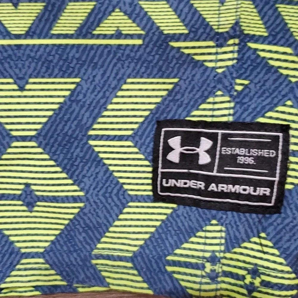 Under armour neon yellow and blue board shorts like new condition